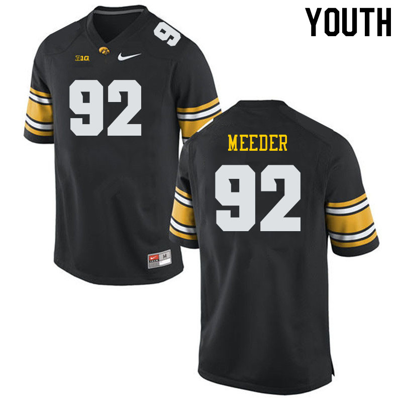Youth #92 Marshall Meeder Iowa Hawkeyes College Football Jerseys Stitched Sale-Black - Click Image to Close